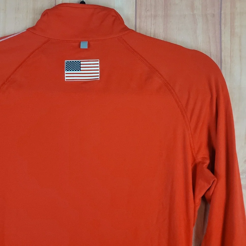 Nike Team USA Dri-FIT Womens Running Top Sz Small Red Quarter-Zip Nylon Pullover